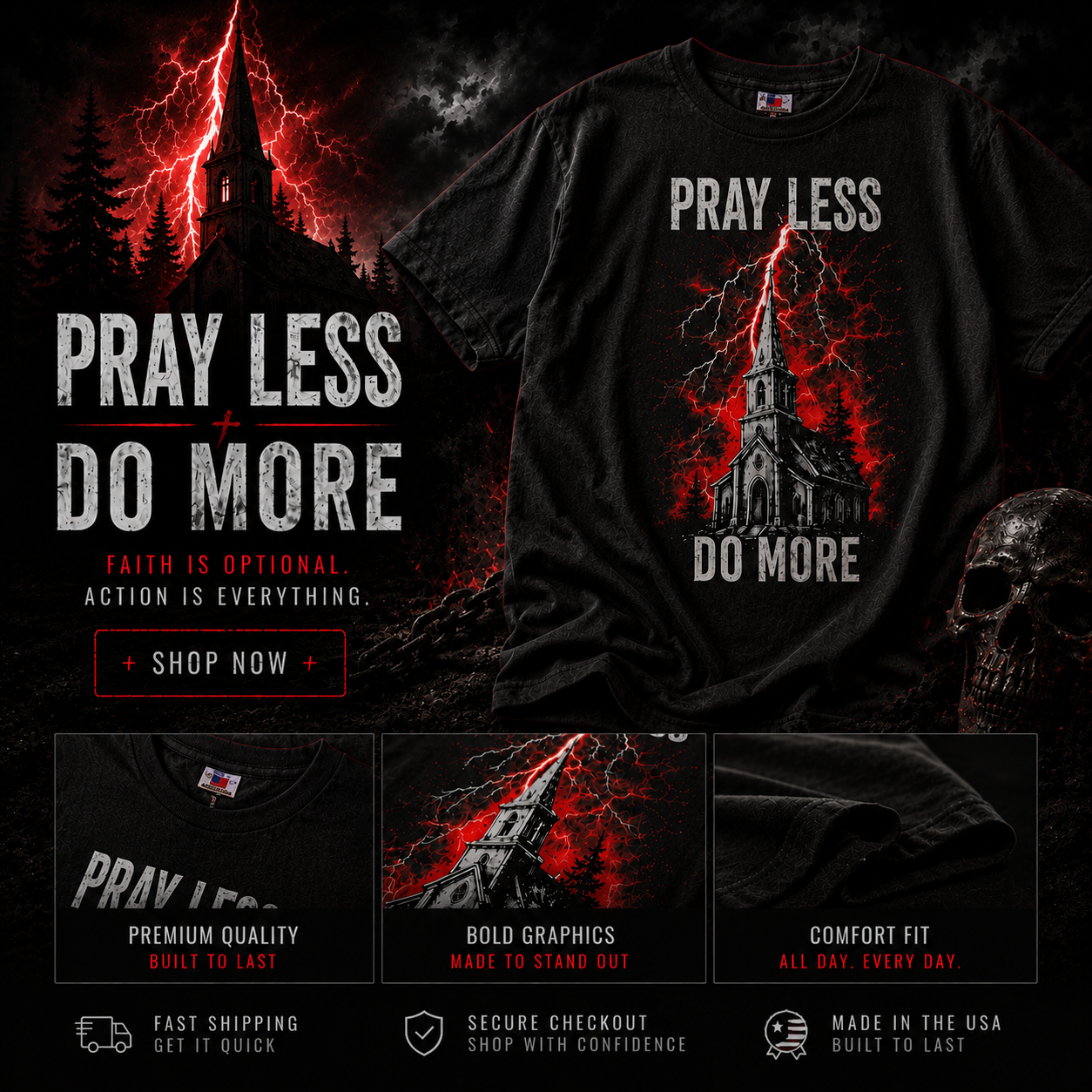 Pray Less Men's Tee