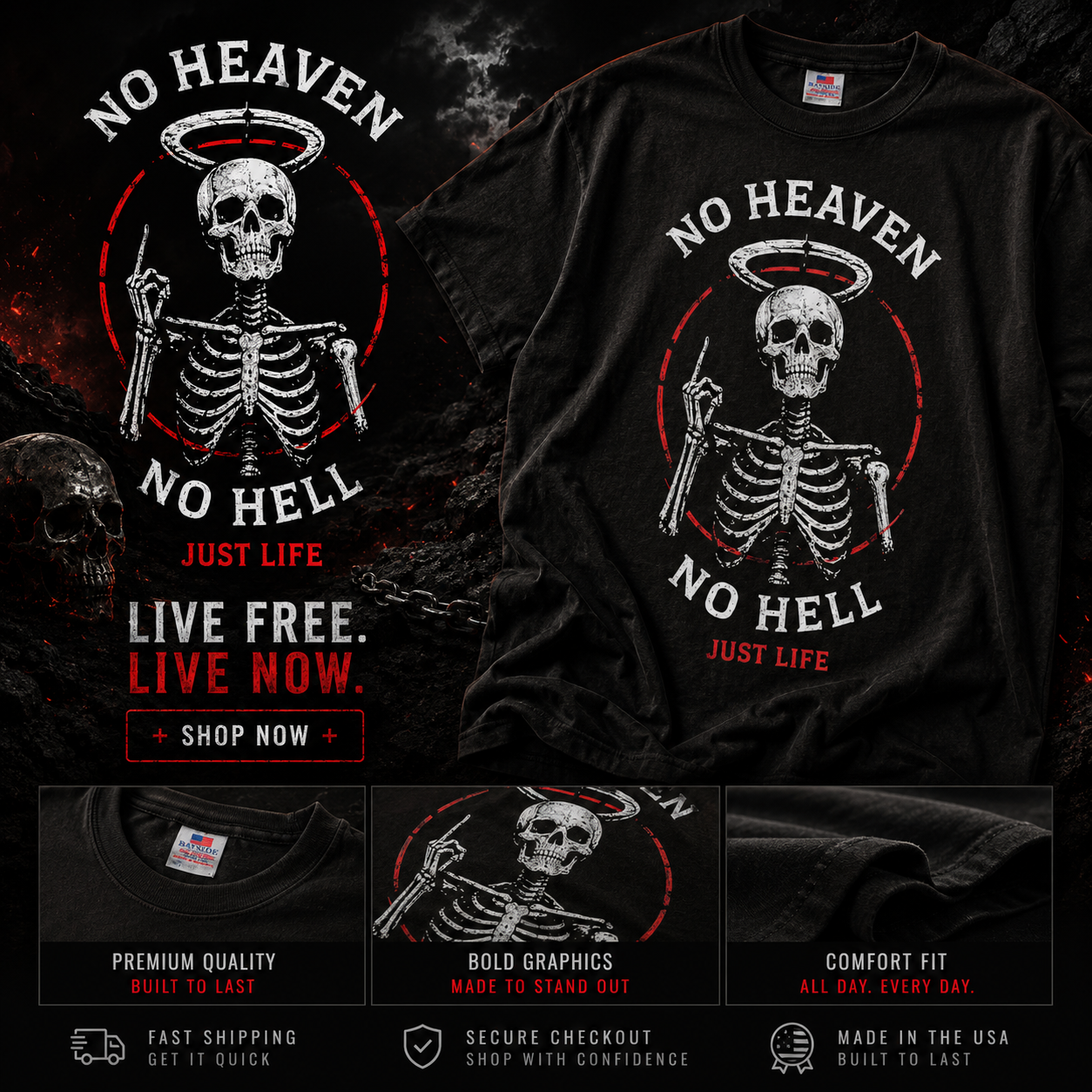 No Heaven, No Hell Men's Tee
